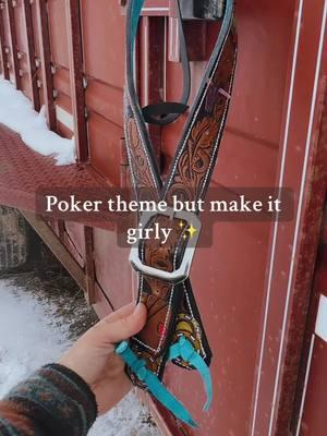 #pokertheme #poker #headstall #handmade #fyp #foryou #forsale #ValentinesDay #headstalls #neon #leather #leathercraft #leathertok 