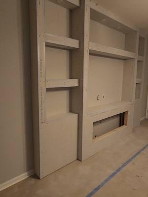 Check out the Framing and Rough-in of this Media Wall. #modernhomedesign #diyproject #mediawall #DIY #homedecor 