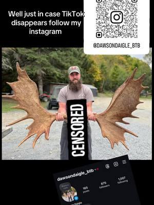 If TikTok goes south and you want to stick along for the ride, go follow my Instagram! DawsonDaigle_BTB #savetiktok #maine #maineguide #foryoupage #fyp #follow #bluecollar #deer #moose #tiktokban #freespeech #guidelife #trump #supremecourt #law 