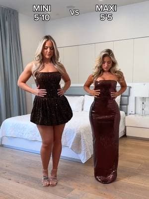 Mini And Maxi Dresses That Highlight Your Best Features No Matter Your Size 👌⁠ ⁠🔎 Tabitha Velvet Sequin Mini Bubble Dress⁠ 🔎 Espresso Yourself Sequin Maxi Dress  #FashionNova #sizedifference #musthave