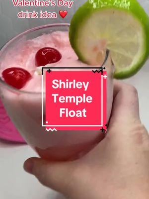 It’s the year of mocktails and floats and this one combines both! Perfect for Valentine’s Day or Galentine’s Day! Or anytime. 💕 Get this recipe and others on my site!  #dryjanuary #drinksidea #galentinesday #pinkdrink #partyfood #shirleytemple 