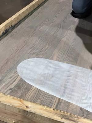 Get creative when it comes to your wood finish! 🎨 To give this red oak test floor a light grey look, Precolor Easy “Urban Grey” and “Intense Grey” were mixed and applied to it! Here, it’s being finished with Oil Plus 2C “Sky Grey”! The pretreatment and finish combination created a unique, custom look! #rubiomonocoat