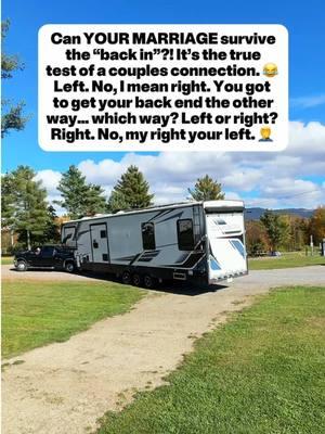 Save your marriage and Share this with your partner before you’re next “back in”. Guys just remember that you’re a team even if it seems like she telling you the opposite of what you’re supposed to do on purpose 😂 I’ve been informed that she’s just trying to help. #fifthwheel #rvlifestyle #rvcouple #rvtravel 