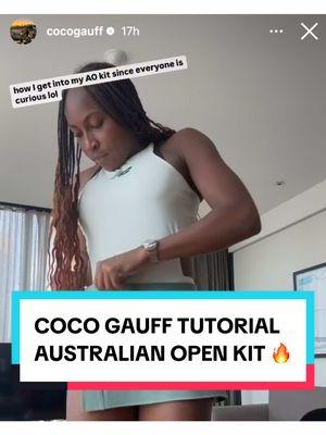 @Coco Gauff shows how she puts on her iconic @Australian Open kit— because we were all wondering 😂 🎾  (via Coco Gauff/IG) #tennis #womenstennis #australianopen #tennistok #womenssports #cocogauff #fitcheck #tennisplayer 