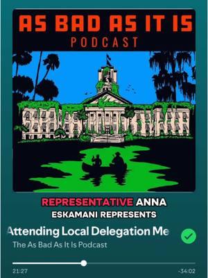 NEW PODCAST DROPPED 🎙️ The As Bad As It Is Podcast: Interview with Florida District 42 Representative Anna V. Eskamani, Interim Committee Meetings, and Attending Local Delegation Meetings 👏  Representative Anna Eskamani joined FSC Executive Director Ryan Smart and Environmental Advocate Ryan Worthington on the As Bad As It Is podcast this week - Listen to the episode to learn what accomplishments Rep. Eskamani is most proud of, how advocates can get involved during and outside the legislative session, and what to look out for during the 2025 Legislative Session 🙌 This is an episode you do not want to miss, and if you’re new to environmental advocacy it’s a great place to dive in 💦 You can now find #AsBadAsItIs on its own feed (outside of the Florida Madcaps) wherever you get your podcasts - Shoutout to the As Bad As It Is team and Rep. Eskamani for keeping Floridians informed and fighting for conservation across the State at all levels 🤝  #florida #floridapolitics #floridanews #florida 