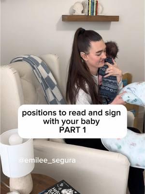 do you feel like you have don’t have enough hands to read and sign with your baby? I got you!  Right now with my 7 week old my favorite way to read and sign with him is sitting in a recliner with a boppy pillow.  The bobby pillow supports his head and body so that I can sign and hold the book with both my hands.  As I read, I sign one handed, put the book on my lap and sign with both hands, sign on his body, and sign on the book!  Follow me for more ideas and positions for reading and signing with your baby! #deaf #deafmom #deafandhearingcouple #deafcommunity #deafawareness #deafculture #deafworld #deafbaby #hardofhearing #asl #americansignlanguage #cochlearimplant #nucleus7 #n7 #audiology #earlyintervention