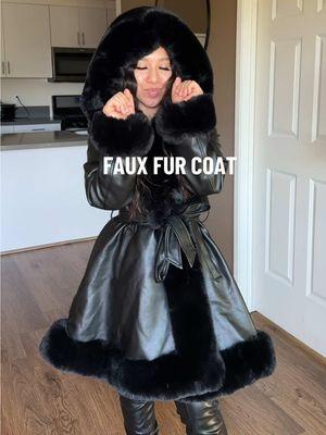 very demure ♥️ #fauxfur #fauxfurcoat #hoodedcoat #womensclothing 