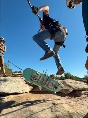 This kickflip to giant rope swing would score so many points in a video game! 😎  Get signed up to jump over on our website www.moabropeswing.com we are starting back up Feb. 22!🤘 . . .  #ropeswingmoab #moabropeswing #skateboard #kickflip #thrasher #kickflipoftheday #relyte #electrolytes #Skateboarding #skateboardingisfun #bungeejumping #cliff #cliffjumping #deseret #adrenaline #sports #nature #Outdoors #moab #free #falling #jump #sendit #fun #adventure #vacationideas #vacation #visitutah #utah #gopro