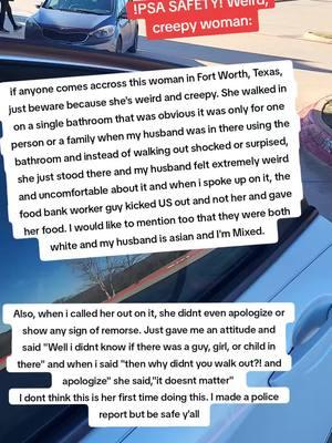 Just to mention, yes this was a moment of profiling because the white male working there only came out and didnt even know what was going on but didnt care and only knew that i was going off on her and he immediately says I am the problem and that I need to leave and I'm pregnant and was holding my 10 1/2 month old son and I asked him why I am being asked to leave and what I did wrong when she was the one who did something that was not okay, and he started saying "If you try to do something to me I'll call the cops!!!" when i was just sitting there.  #psa #safety #fyp #awareness  #creepywoman #creepy