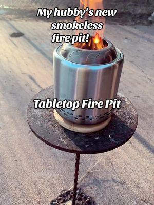 My hubby’s new fav toy lol. #tabletopfirepit #firepit #firepitweather 