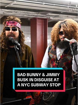 @Bad Bunny & Jimmy busk in disguise at a NYC subway stop! #FallonTonight #TonightShow #BadBunny #BadBunnyOnFallon #DeBÍTiRARMáSFOToS #DtMF #JimmyFallon 