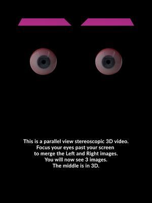 Stiff This is a parallel view stereoscopic 3D video. Focus your eyes past your screen to merge the Left and Right images. You will now see 3 images. The middle is in 3D. #3Danimation #stereoscopicvideo #MagicEye #3Dvideo