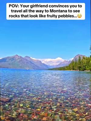 Lake McDonald in Glacier National Park is a hidden gem in Montana, offering some of the most stunning views you’ll ever experience. 🏞️  The crystal-clear waters, framed by towering mountains, create a perfect backdrop for relaxation and adventure.  One of its most unique spots is Fruity Pebble Beach, named for the vibrant, multicolored pebbles that line the shore. These smooth, rainbow-hued rocks make it feel like you’re walking on nature’s own mosaic! 🌈 Whether you’re kayaking, hiking, or just soaking in the beauty of the area, this place offers something for everyone.  Located in the west section of the park, Lake McDonald is accessible year-round, but the summer months offer the best weather for exploring the beach and surrounding trails.  Don’t forget your camera—you’ll want to capture the spectacular sunsets over the lake 📸  #montana #lakemcdonald #fruitypebblebeach #glaciernationalpark 