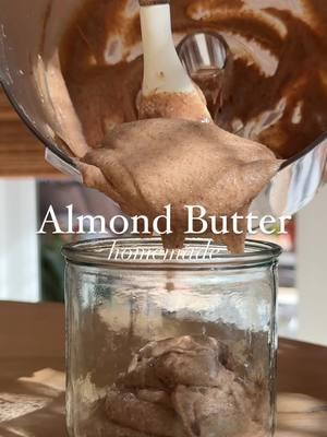 homemade ALMOND BUTTER 🥜🍯❤️ Love, @tomatoeswithlemon all you need: 16 ounces (3 cups) raw almonds 2 tbsp maple syrup 1 tsp ground cinnamon ¼ tsp salt 1. Preheat your oven to 350°F (175°C). Spread the raw almonds on a baking sheet and roast for 10-12 minutes. This helps bring out their natural oils and enhances flavor.  2. Transfer the warm almonds to a food processor or high-speed blender. Process for about 10-15 minutes, pausing occasionally to scrape down the sides. The almonds will go from chopped to a thick paste, and eventually turn creamy as their oils release. BE PATIENT! 3. Once the almonds are smooth and creamy, add the maple syrup, cinnamon, and salt. Blend for another 1-2 minutes until fully incorporated.  4. Transfer to a jar and store in the at room temperature for 3-4 weeks! #almondbutter #almondbutteraddict #homemadevegan #breakfastlover #applebutter #plantbasedrecipes