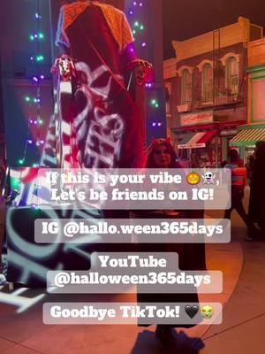 If Halloween is your vibe, let’s connect on Instagram! Find me at @hallo.ween365 days on IG and @halloween365days on YouTube! It’s been real tiktok! 🖤 #spookylife #spookybish #halloween #halloweenlife #goodbyetiktok #everydayishalloween #ifthisisyourvibe 