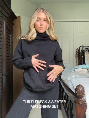 if I lived somewhere cold you betcha this set would be in constant rotation as an outfit it’s so warm and not itchy plus it looks so put together but also very cozy loungewear vibes too. 🤭 size small!!  #turtlenecksweater #sweaterset #sweaterstyle #turtleneckoutfit #matchingset #matchingsetsforwomen #matchingtwopiecesets #knitmatchingset #twopieceset #twopieceoutfit #blackmatchingsets #knitset #knitsweater #loungewear #winterfashion #tiktokshopcreatorpicks 