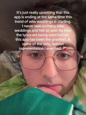 my fyp is full of lesbian weddings and now I see myself represented constantly, and I see my future, and I feel so seen by everyone using this specific audio… and now tiktok is ending?!?? what!!??? #wlw #lesbiansoftiktok #tiktokshutdown #sapphic #lesbain #wedding #lesbianwedding #ttps #taylorswift #guiltyassin 