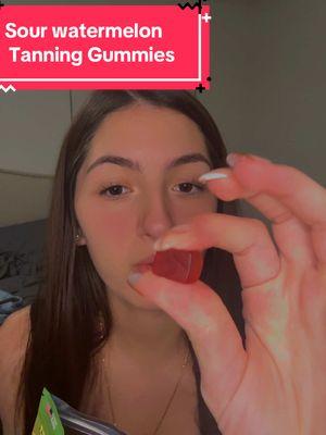 Sour watermelon tanning Gummies! #tanningsalon #tanninggummie #tanwithme #fy #fypシ #goviral #trendingvideo 