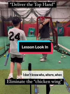 Keep the barrel through the zone. If you have players who chicken wing their front arm causing their barrel to dump and cut the zone you can try the cue “deliver the top hand” Good job here by this youngster with the adjustment/feel #hittingdoneright #hdr #hittingcues #hittingtips #baseballtraining