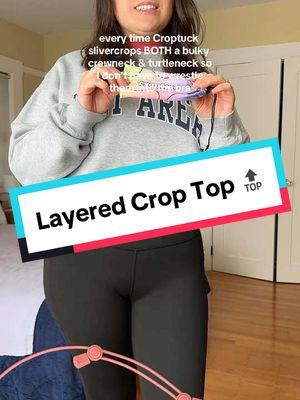 Let me make myself clear…🪟there is absolutely no way this oversized thick crewneck and turtleneck is going to be squished up against my boobs stretching out my bra…ain’t no way🪟 #croptuck #slivercrop #blousycrop #fashionhacks #croppedcrewneck #croppedsweatshirt #croptophack #diycroptop #croppedsweater #oversizedsweatshirt