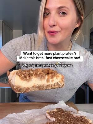 Recipe is on my free on my substac! Everyone is always asking me where I get my protein and since there is protein everywhere in the plant world - we get to be creative with it! We use oats, almonds, pea protein, cashews, and fungi dairy free yogurt 😍 Meeting protein goals 🤝 cheesecake for breakfast  #healthybreakfast #plantprotein #eatinaday #cookingtips #protein #healthyrecipes #mealprepideas 