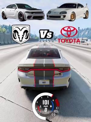 Dodge Charger SRT Hellcat Vs Toyota Supra MK4 #beamng #beamngdrive #forzahorizon5 #gaming #dodge #chargerhellcat #supra #supramk4 #car #fyp #foryoupage #goviral