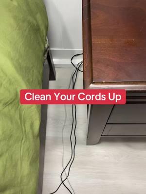 Clean your cords and nightstand area up!  #magneticcordholder #cordholder #loosecords #nightstandorganization #roomorganization 