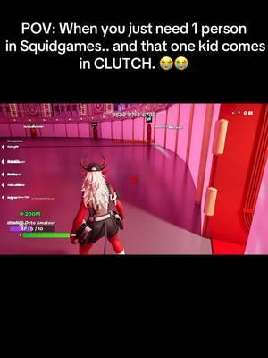 @Fortnite Official squidgames mode got ME STRESSING!! 😭 I just needed one and almost ran to fight for a spot but then @C@r!0$ CAME IN FOR THE SAVE from across the way.. anyways if yall wanna play!! Im back on! Drop your epic or gamer tags. 😇 #fyp #foryou #fortnite #GamerGirl #girlgamer #fortniteclips #fortnitesquidgame #squidgames #squidgamesfortnite #stressful #LetsPlay #xboxplayer 