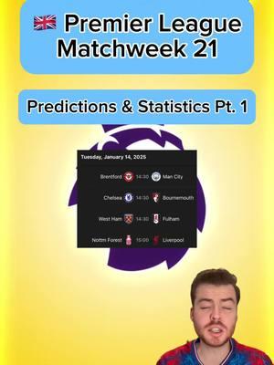 🇬🇧 PREMIER LEAGUE WEEK 21 PREDICTIONS & STATISTICS PART 1 | More predictions on FanBasis in my bio | Statistics are from the HOFB app, link in my bio | —————————————#footballpredictions #soccerpredictions #soccerpicks #footballpicks #footballtips #soccertips #freefootballpicks #freefootballpredictions #freesoccerpredictions #freesoccertips #epl #epltips #eplpredictions #PremierLeague #premierleaguepredictions #premierleaguepicks #premierleaguetips #brentfordmancity #chelseabournemouth #westhamfulham #mancityforest #footballanalysis #socceranalysis 