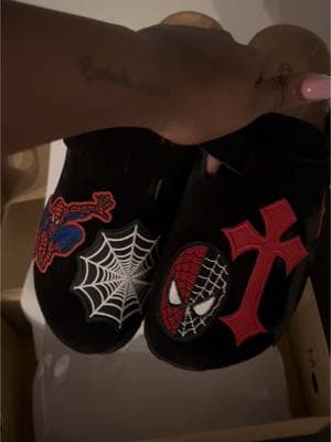 Spider-Man patched clogs😍😍😍  #patchedclogs #spiderman #customclogs #clogs 