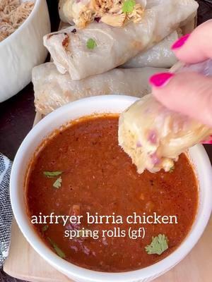 Goldengracekitchen.com. Search "Chicken Birria" These Chicken Birria Air Fryer Spring Rolls are dangerously delicious! Traditionally, birria is made by using beef. Because the beef is swapped out for chicken, these spring rolls are comparatively a lighter and healthier version of the traditional birria, without compromising flavor. #goldengracekitchen #birriachicken #chickenspringrolls #birriaspringrolls #glutenfreeappetizer #glutenfreelifestyle