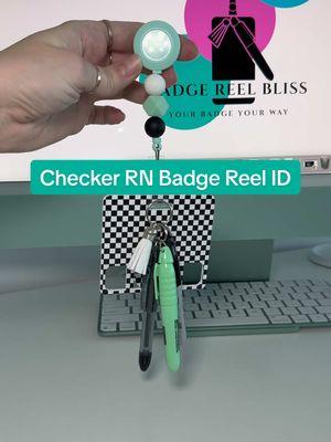 Calling all RN’s and healthcare workers. 🩷 Check out this checker RN Badge Reel ID. 😊 #Badgereelbliss #badgereel #checker #mint #rn  #custombadge #uniquegift #idbadgecard #cute #obsessed #customorder #hospitalgift #customworkbadge #newproducts #SmallBusiness #emergingbusiness #custombadges 