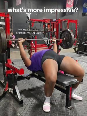 y'all love benching so which meant more to you? or if you can't do it yet, which one would make you feel more accomplished? . . . #benchpress #pushday #girlpower #powerlifting #strengthtraining #girlpower #gymrat #fitness 