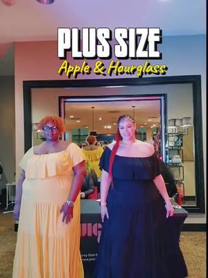 Two different body shapes + different sizes & same dress!  | Dress by @juicybodygoddess2.0. Link in bio. Online  (on page 6 on website) or Instore.  | #juicybodygoddess #plussizeboutique #bodyshapes #appleshape #hourglassfigure #charlotteplussizeboutique #tiktokpartner 