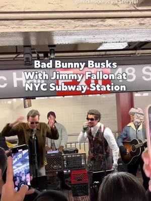 When your Monday commute turns into a surprise concert featuring Jimmy Fallon and Bad Bunny! #badbunny #badbunnysubway #jimmyfallon #subwayperformance #fyp #foryoupagе