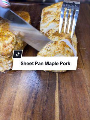 Maple Mustard Sheet Pan Pork Tenderloin with Sweet Potatoes  Full recipe: StephRealLife.com https://www.stephreallife.com/sheet-pan-maple-mustard-pork-tenderloin/ #porktenderloin #sheetpancooking #EasyRecipes #easydinnerideas #weeknightdinner 