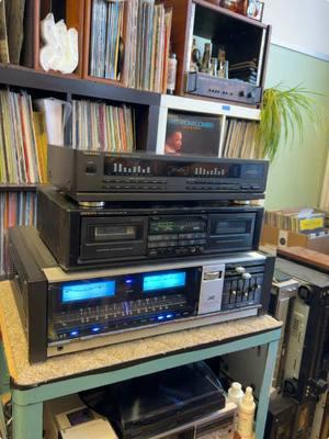 Testing some equipment fresh off the bench.  #vintageaudio #hifiaudio #audiophile #audiophiles #workvibes #stereosound #stereo #classicaudio #vintage #cassette #technics #onkyo #jvc #vintageaudiolove