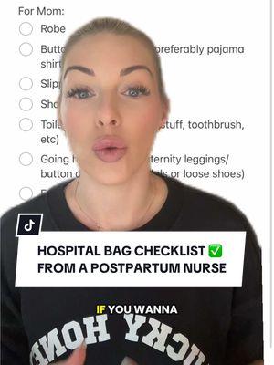 Hospital bag checklist from a postpartum nurse ✅ this is the bare minimum essentials for anyone that doesn’t want to overpack! #postpartum #postpartumtips #postpartumrecovery #hospitalbag #hospitalbagchecklist #hospitalbagessentials #packmyhospitalbag #greenscreen 