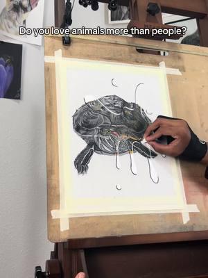 My art is for the people that love animals more than people 😂 #animalslover #turtle #pencilartist 