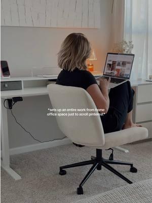 full wfh set up video is coming soon but for the meantime I’ll be in my happy place: scrolling Pinterest 🤍✨ tagging my office chair in this video because it’s the comfiest chair ever #officespace #wfh #office #aestheticoffice 