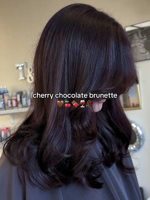 this color is SUCH a moooood 🌃☕️🍒🍫🥀🤎 would you try it?!   #cherrycolahair #cherrycola #wellahaircolor #winterhairtrends #brunettehairinspo #cherrymocha #wellacolortouch #redbrownhair 