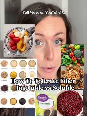 Soluble vs Insoluble Fiber, How to tolerate fiber. Full video on YT! #fiber #nutrition #health #dietitian #digestion #soluble #insoluble #chiaseeds #diarrhea #constipation 