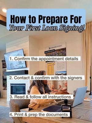 🚨 NEW SIGNING AGENTS!! Your first loan signing is a big deal, but don’t worry—I’ve got you covered! Here’s a quick breakdown to help you prepare for your first signing like a pro: 1️⃣  Confirm the appointment details: Double-check the appointment details and payment arrangements with the company that assigned you. Make sure you know exactly where you’re going, who you’ll be meeting and what the terms of payment are.  2️⃣ Contact the signer: Give the signer a quick call or text message to confirm their information and ensure all signers will be available with proper ID. This also helps build rapport and address any last-minute questions they might have. 3️⃣ Read ALL of the instructions:  Carefully review any instructions from the signing company, lender or title company. Each signing can have unique requirements, so it’s crucial to know what’s expected before you arrive. 4️⃣ Print and prepare the loan documents:  Print the documents with a laser printer on the correct paper size (legal or letter), double-check for missing or cut off pages, and organize them for easy access during the signing. A well-prepared set of documents keeps things smooth and professional. 💼 Master these steps, and you'll be well on your way to a successful first signing! Want even more expert advice? Join my Signing Agent Advanced Training Program where you'll get everything you need to build a thriving business and become a pro at loan signings! #notarytip #signingagentbasics #publicnotary #notarypubliclife #notarymentor #notaryboss #signingagenttraining #mompreneur #signingagent #notarysigningagent #loansigningagent #sidehustle #notarytok 