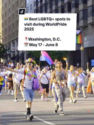 WorldPride 2025 is coming to Washington, D.C.—and it’s more than a celebration. It’s a homecoming for love, diversity, and community. 🌈✨ From May 17 - June 8, DC will come alive with pride, featuring: 🏳️‍🌈 Parades that bring joy, connection, and belonging to every street. 🎭 LGBTQ+ performances at spots like Woolly Mammoth, showcasing powerful and inclusive stories. 💃 Nights out at iconic places like The Little Gay Pub, Green Lantern, and Flash DC, where the vibes are always right. This is your chance to celebrate unapologetically and feel the love in every corner of the city. Mark your calendars and let the countdown begin! 📅 📸: @dalila_aith @chelcie_nk  #VisitTheUSA #BookThatTrip #WorldPride #ThingsToDoInWashingtonDC #LGBTQ #LoveIsLove #PrideParade #Pride2025 #WashingtonDC #VisitDC #DCtok #LGBTQTravel #USATravel @Visit Washington, DC @CapitalPrideDC 