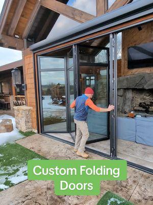 Our custom folding doors can open up any commercial or residential space. Plan ahead for spring entertaining and request a quote today.  #customdoors #foldingdoors #poolhousedoors #indooroutdoorliving #homedesign 