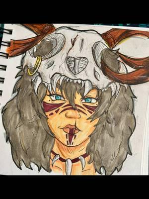 Yuka: Assimar Barbarian  #aasimar #dungeonsanddragons #yuka #barbarian #axe #rage #art #dragonlance #artistsoftiktok #arte #sketch #oc #character #lance #fyp #drawing #sketch #artwork #enjoy #path #skull #dndtiktok #art #fun 