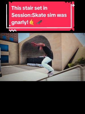 This stair set in Session:Skate sim was gnarly!🤙🛹 #sessionskatesimulator #sessionskateclips #sessionmaps #foryou #fyp #draftsvideo #drafts #skateboard #Skateboarding 