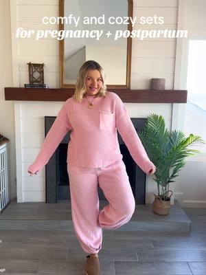 🎀 all on sale / with coupons too! 🤩🙌🏼 im stocking up on all things cute and comfy for now and after baby 💕😊 they’re so easy to throw in and look/feel put together! #loungeset #comfyoutfits #postpartumstyle #maternityoutfits 