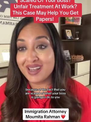 Working for a toxic boss who threatens to deport you? The T visa might be an option! 🗽 #immigrationlawyer #abogadamoumita #immigrantrights #uscis #greencardmarriage #permisodetrabajo #vawa #papeles #inmigracion #immigrantlife 