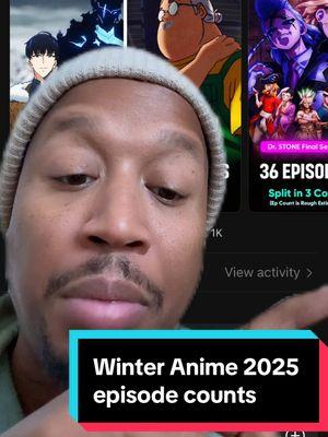 Winter 2025 anime episode counts. Solo leveling with a disappointing 13. Sakamoto Days with 22 and Dr. Stone with 36. These are the 3 anime I'm focused on Thai season though this may change once I catch up to the  #apothecarydiaries  What do you think?  #anime #animetiktok #sakamotodays #sololeveling #drstone 